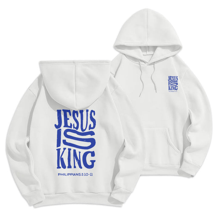 Christianartworkshop Bold Street Style Jesus Is King Bold Polyester-Kapuzenpullover mit Fleecefutter - Weiß - 2XL - image 3