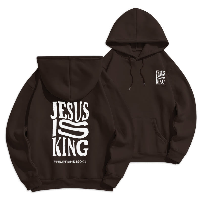 Christianartworkshop Bold Street Style Jesus Is King Bold Polyester-Kapuzenpullover mit Fleecefutter - Braun - 2XL - image 7