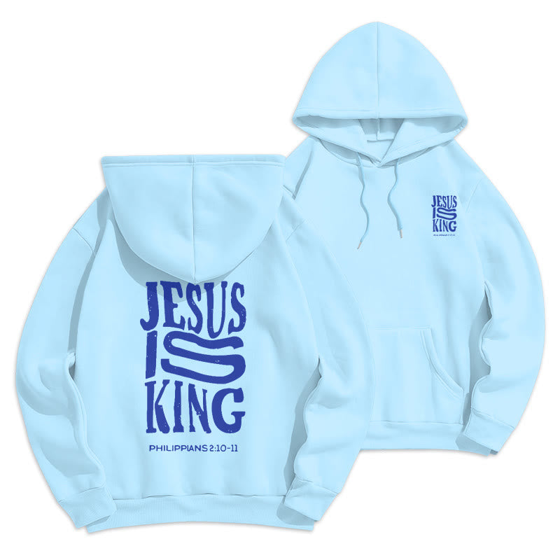 Christianartworkshop Bold Street Style Jesus Is King Bold Polyester-Kapuzenpullover mit Fleecefutter - Blau - 2XL - image 3