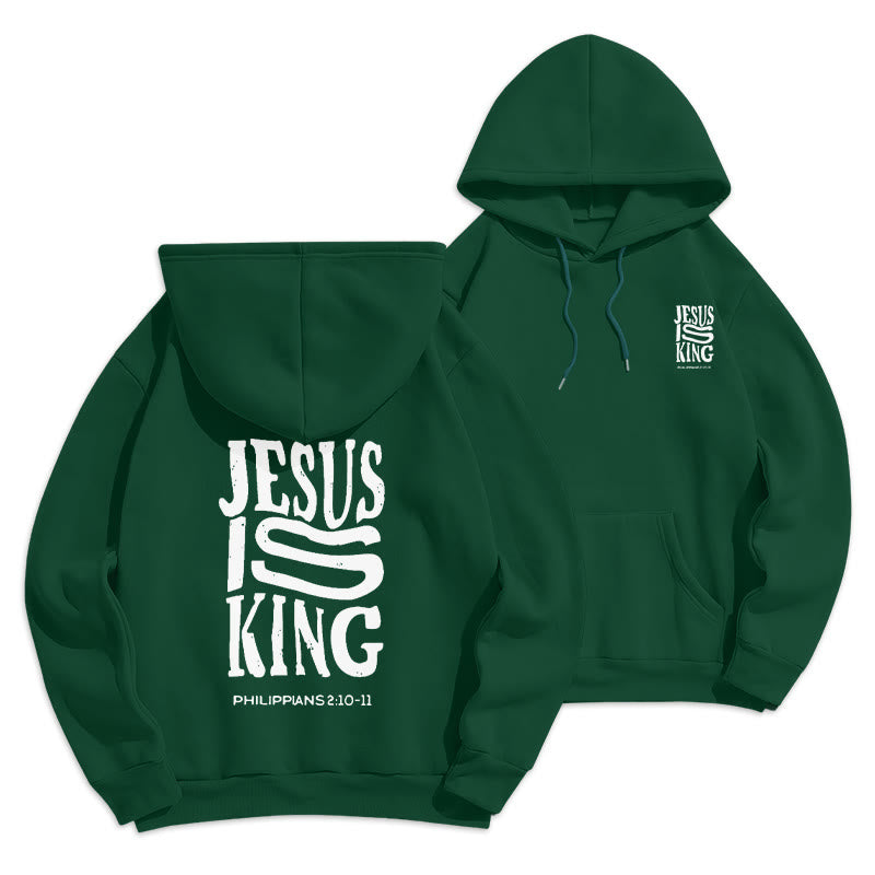 Christianartworkshop Bold Street Style Jesus Is King Bold Polyester-Kapuzenpullover mit Fleecefutter - Grün - 2XL - image 7