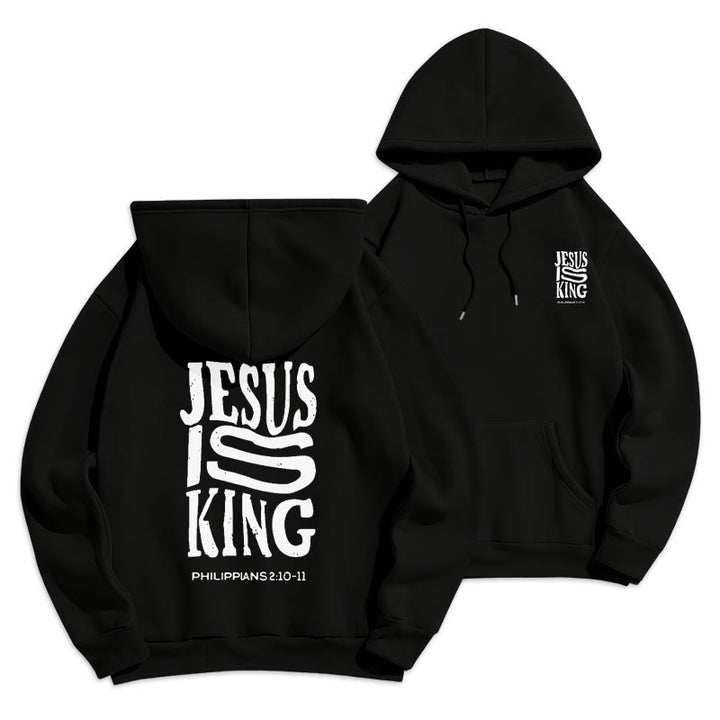 Christianartworkshop Bold Street Style Jesus Is King Bold Polyester-Kapuzenpullover mit Fleecefutter - Schwarz - 2XL - image 9