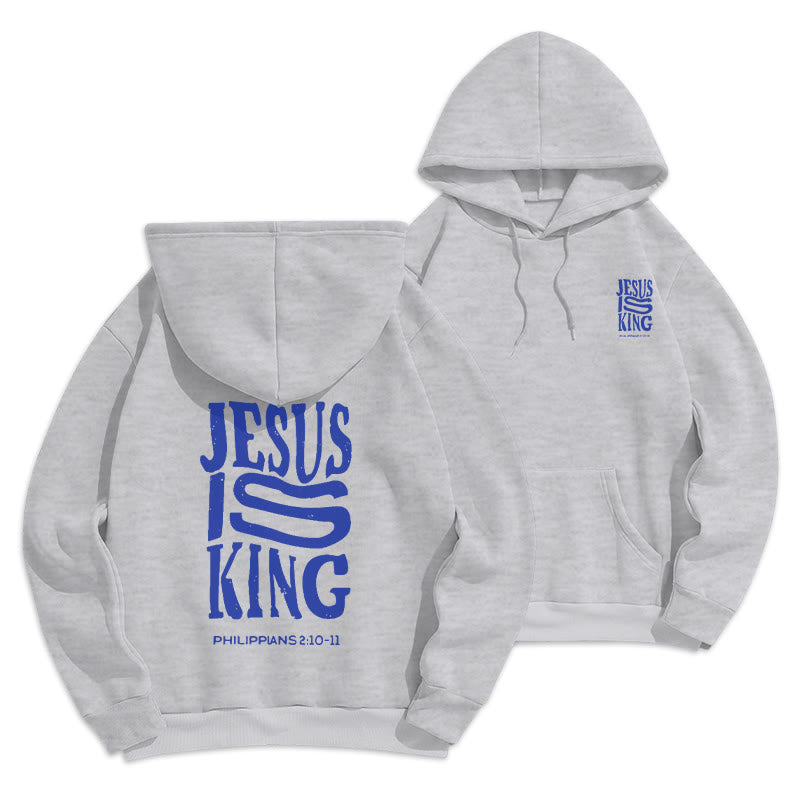 Christianartworkshop Bold Street Style Jesus Is King Bold Polyester-Kapuzenpullover mit Fleecefutter - Grau - 2XL - image 4