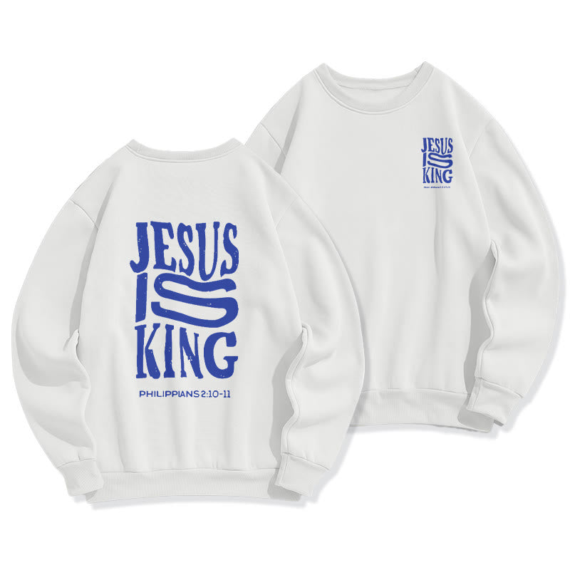Christianartworkshop Bold Street Style Jesus Is King Bold Fleece Lined Polyester Sweatshirt - Weiß - 2XL - image 2