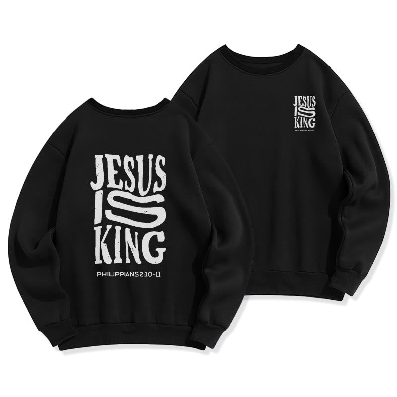 Christianartworkshop Bold Street Style Jesus Is King Bold Fleece-gefüttertes Polyester-Sweatshirt - Schwarz - 2XL - image 5
