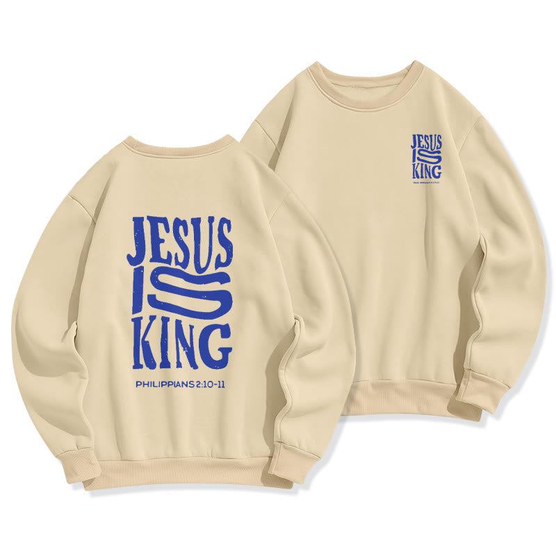 Christianartworkshop Bold Street Style Jesus Is King Bold Fleece-gefüttertes Polyester-Sweatshirt - Beige - 2XL - image 1