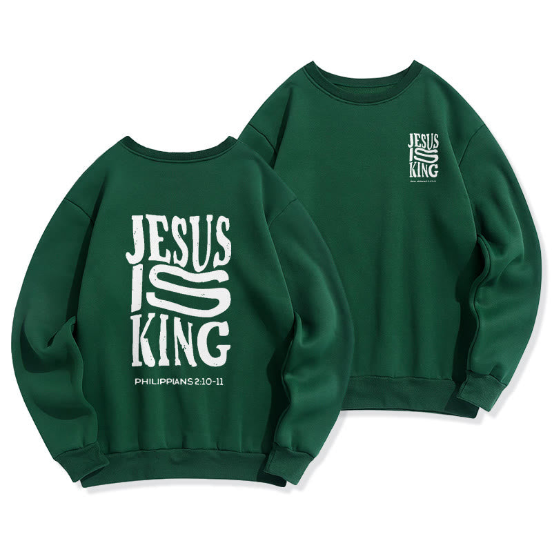 Christianartworkshop Bold Street Style Jesus Is King Bold Fleece-gefüttertes Polyester-Sweatshirt - Grün - 2XL - image 4
