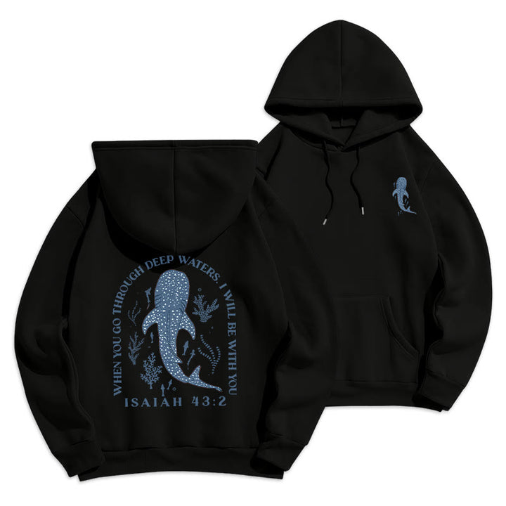 Christianartworkshop Moderner farbiger Stil „Faith Beneath the Waves“ Kapuzenpullover aus Polyester mit Fleecefutter - Schwarz - 2XL - image 6