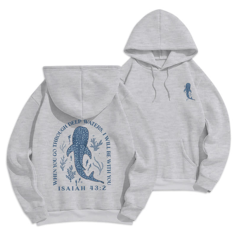 Christianartworkshop Moderner farbiger Stil „Faith Beneath the Waves“ Kapuzenpullover aus Polyester mit Fleecefutter - Grau - 2XL - image 5
