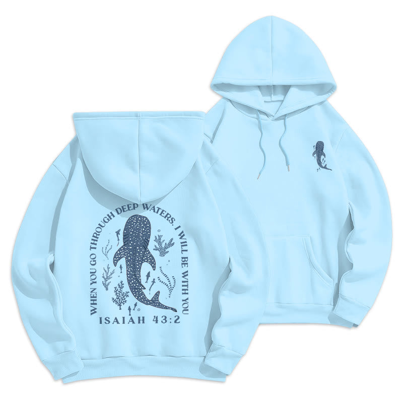 Christianartworkshop Moderner farbiger Stil „Faith Beneath the Waves“ Kapuzenpullover aus Polyester mit Fleecefutter - Blau - 2XL - image 4