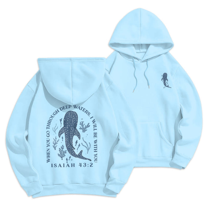 Christianartworkshop Moderner farbiger Stil „Faith Beneath the Waves“ Kapuzenpullover aus Polyester mit Fleecefutter - Blau - 2XL - image 4