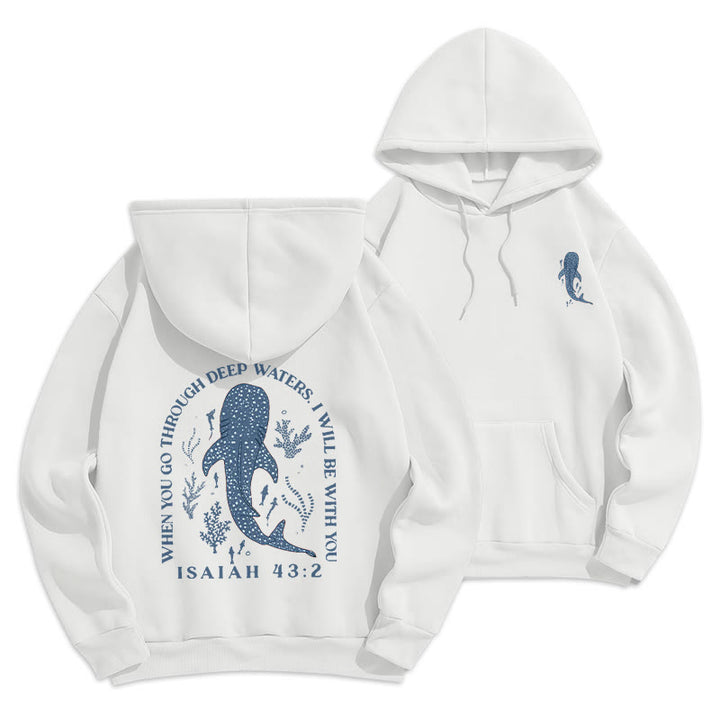 Christianartworkshop Moderner farbiger Stil „Faith Beneath the Waves“ Kapuzenpullover aus Polyester mit Fleecefutter - Weiß - 2XL - image 0