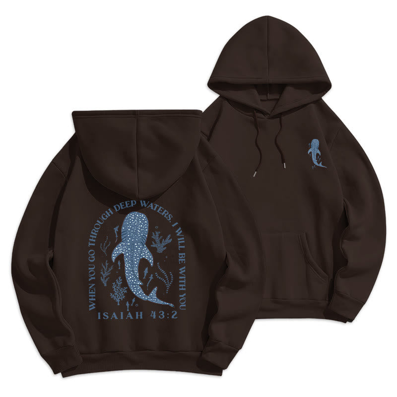 Christianartworkshop Moderner farbiger Stil „Faith Beneath the Waves“ Kapuzenpullover aus Polyester mit Fleecefutter - Braun - 2XL - image 8