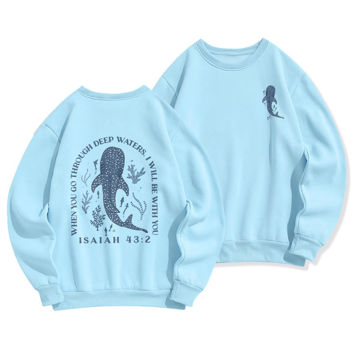 Christianartworkshop Moderner farbiger Stil Faith Beneath the Waves Fleece-gefüttertes Polyester-Sweatshirt - Blau - 2XL - image 4