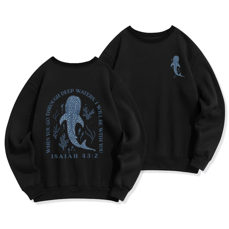 Christianartworkshop Moderner farbiger Stil Faith Beneath the Waves Fleece-gefüttertes Polyester-Sweatshirt - Schwarz - 2XL - image 5