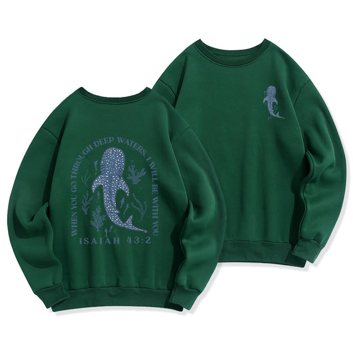 Christianartworkshop Modernes, farbenfrohes Sweatshirt „Glaube unter den Wellen“ aus Polyester mit Fleece-Futter - Grün - 2XL - image 3