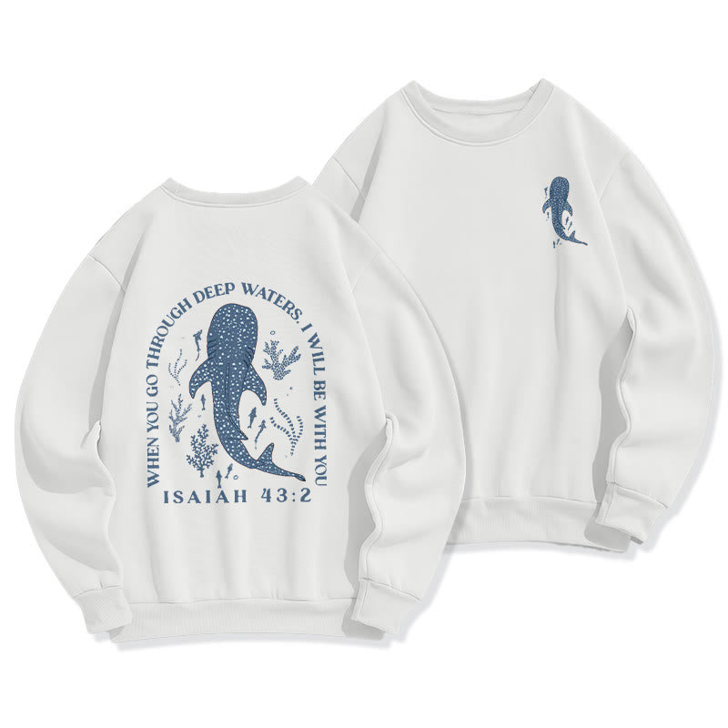 Christianartworkshop Modernes, farbenfrohes Sweatshirt „Glaube unter den Wellen“ aus Polyester mit Fleece-Futter - Weiß - 2XL - image 0