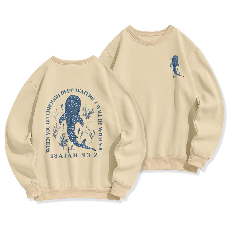 Christianartworkshop Modernes, farbenfrohes Sweatshirt „Glaube unter den Wellen“ aus Polyester mit Fleece-Futter - Beige - 2XL - image 1