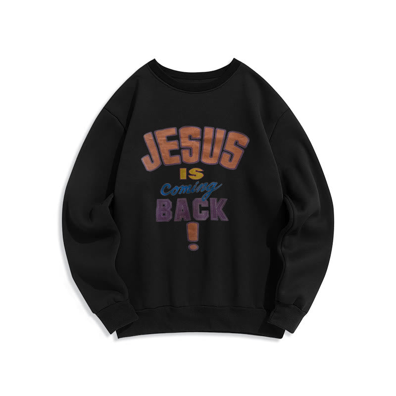 Christianartworkshop Modern Street Style „Jesus Is Coming Back“ Fleecegefüttertes Polyester-Sweatshirt - Schwarz - 2XL - image 6