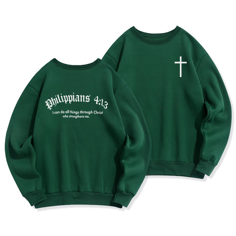 Christianartworkshop Zitat Stil Bold Faith in Philipper 413 Fleece gefüttert Polyester Sweatshirt - Grün - 2XL - image 7
