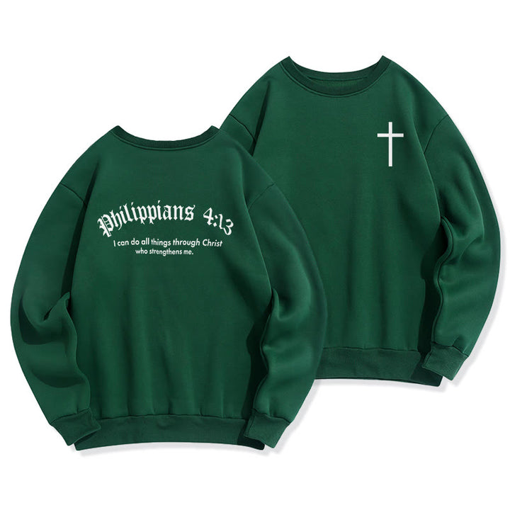 Christianartworkshop Zitat Stil Bold Faith in Philipper 413 Fleece gefüttert Polyester Sweatshirt - Grün - 2XL - image 7