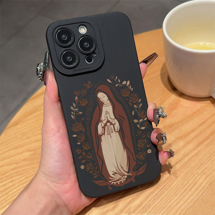 Christianartworkshop Elegante Shining Faith Virgin Mary Handyhülle: Katholisches Andachtsgeschenk - Schwarze Rose - iPhone 16Pro Max - image 9