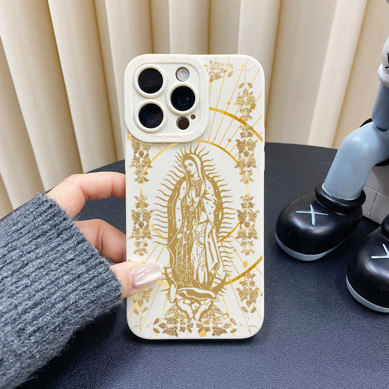 Christianartworkshop Elegante Shining Faith Virgin Mary Handyhülle: Katholisches Andachtsgeschenk - Weißgold - iPhone 16Pro Max - image 8