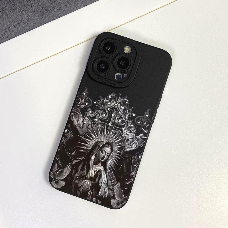 Christianartworkshop Schutzhülle für Handy, Motiv: Heilige Jungfrau Maria, Kreuz, gotischer Stil - image 5