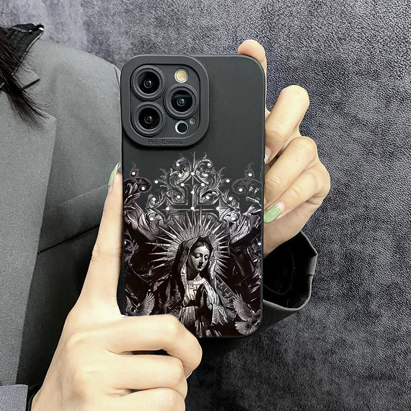 Christianartworkshop Schutzhülle für Handy, Motiv: Heilige Jungfrau Maria, Kreuz, gotischer Stil - image 1