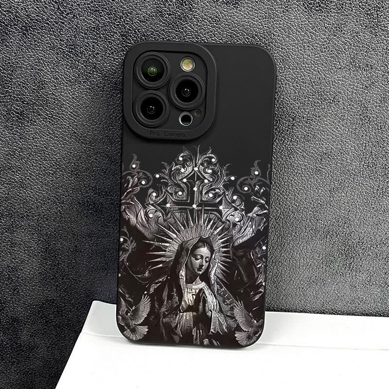 Christianartworkshop Schutzhülle für Handy, Motiv: Heilige Jungfrau Maria, Kreuz, gotischer Stil - image 3