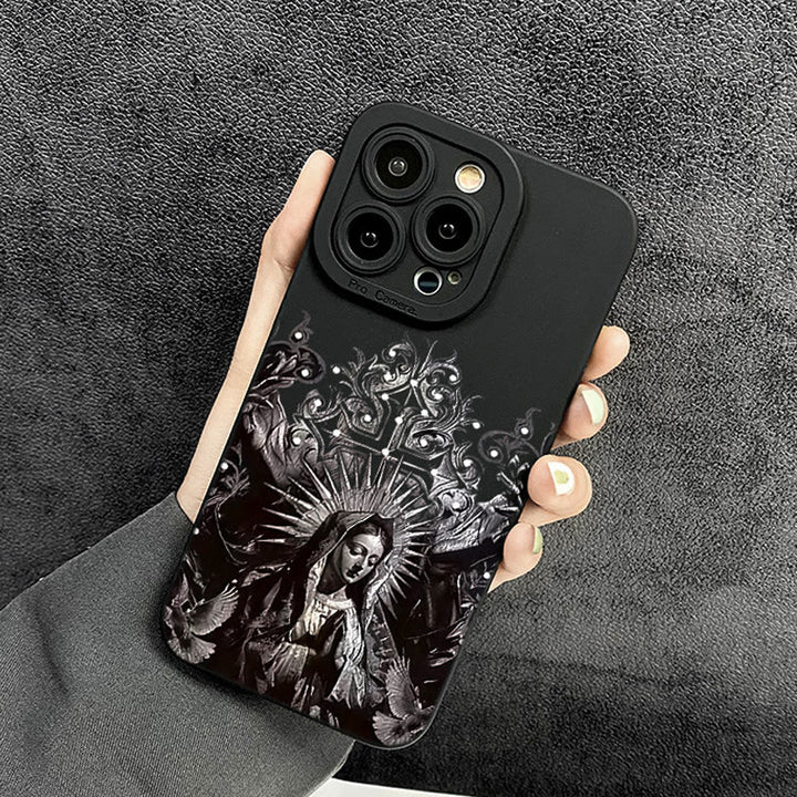 Christianartworkshop Schutzhülle für Handy, Motiv: Heilige Jungfrau Maria, Kreuz, gotischer Stil - image 2