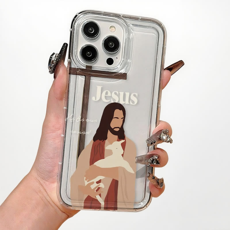 Christianartworkshop – Handyhülle mit christlicher Symbolik, inspiriert vom Glauben: Jungfrau Maria, Jesus und Kreuzkunst - Jesus - iPhone 16Pro Max - image 1