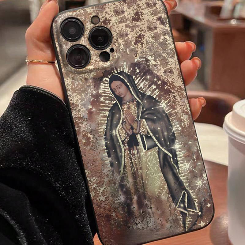 Christianartworkshop – Handyhülle mit christlicher Symbolik, inspiriert vom Glauben: Jungfrau Maria, Jesus und Kreuzkunst - Unsere Liebe Frau - iPhone 16Pro Max - image 3