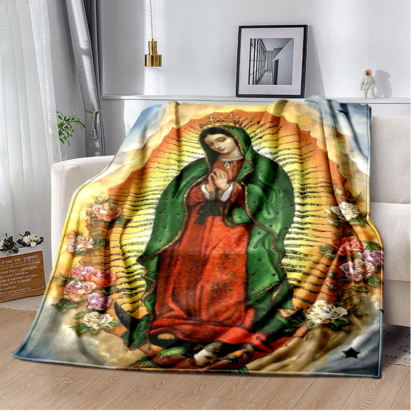 Christianartworkshop Flanelldecke „Unsere Liebe Frau von Guadalupe“ im farbigen Stil: Gemütlicher Glaube für Schlafzimmer und Sofa - B - 264x228cm - image 2