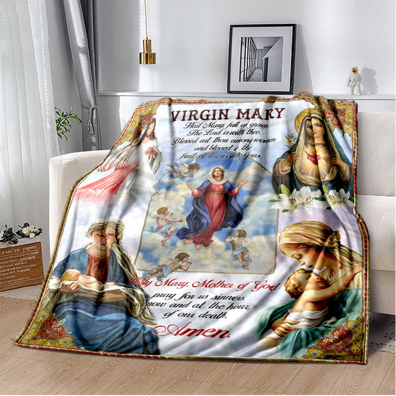 Christianartworkshop Flanelldecke „Unsere Liebe Frau von Guadalupe“ im farbigen Stil: Gemütlicher Glaube für Schlafzimmer und Sofa - D - 264x228cm - image 3