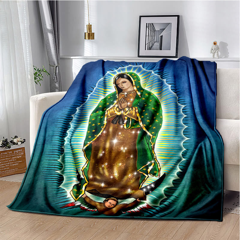 Christianartworkshop Flanelldecke „Unsere Liebe Frau von Guadalupe“ im farbigen Stil: Gemütlicher Glaube für Schlafzimmer und Sofa - E - 264x228cm - image 4