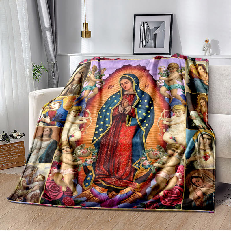 Christianartworkshop Flanelldecke „Unsere Liebe Frau von Guadalupe“ im farbigen Stil: Gemütlicher Glaube für Schlafzimmer und Sofa - F - 264x228cm - image 5