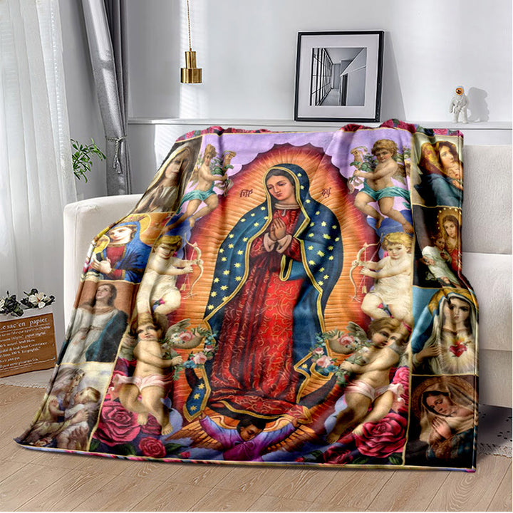 Christianartworkshop Flanelldecke „Unsere Liebe Frau von Guadalupe“ im farbigen Stil: Gemütlicher Glaube für Schlafzimmer und Sofa - F - 264x228cm - image 5