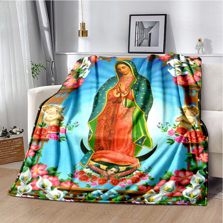 Christianartworkshop Flanelldecke „Unsere Liebe Frau von Guadalupe“ im farbigen Stil: Gemütlicher Glaube für Schlafzimmer und Sofa - H - 264x228cm - image 8