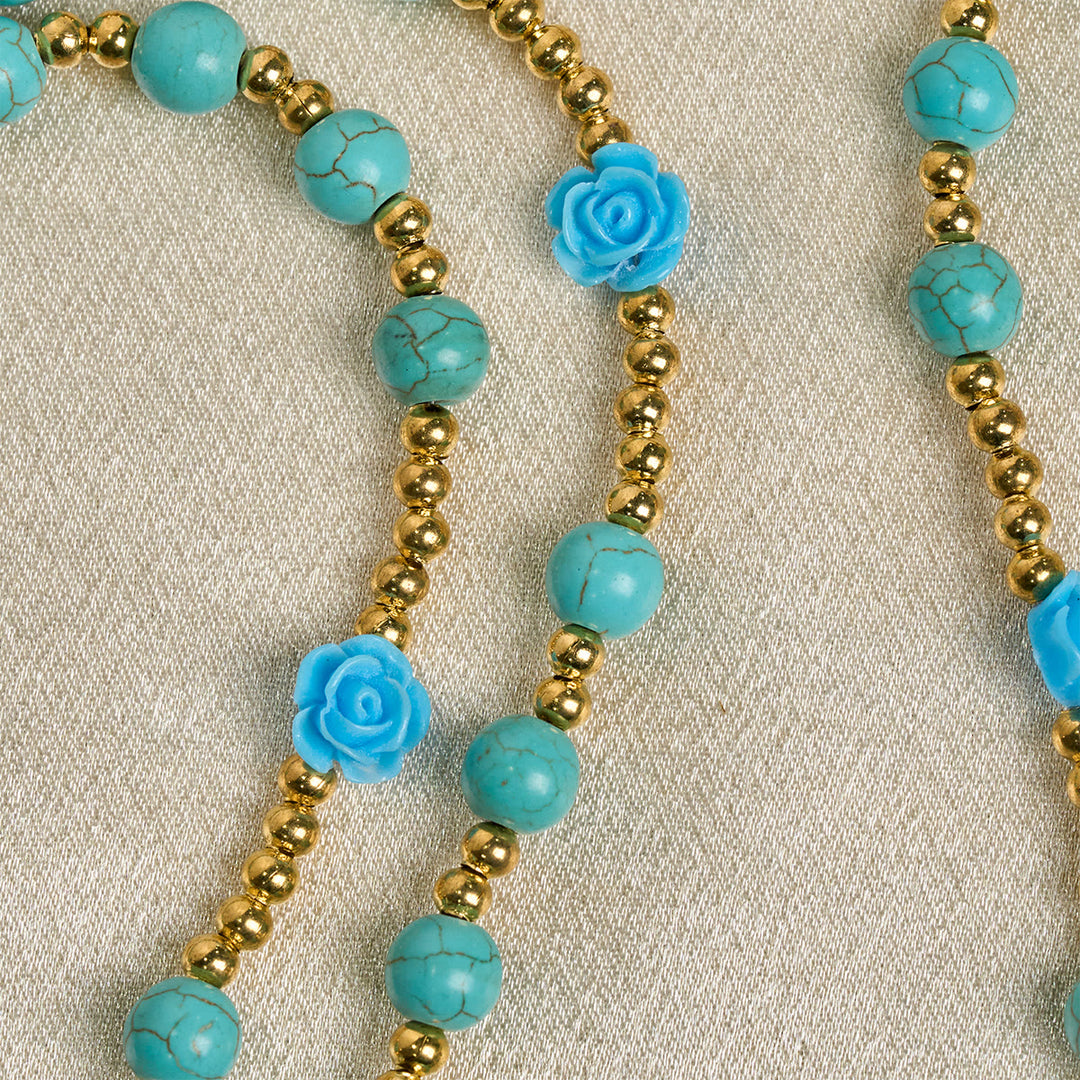 Christianartworkshop Eleganter Rosenkranz mit roten und blauen Rosen und türkisfarbenen Perlen: Gesegnet von Unserer Lieben Frau und dem Heiligen Benedikt - image 19