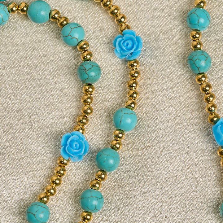 Christianartworkshop Eleganter Rosenkranz mit roten und blauen Rosen und türkisfarbenen Perlen: Gesegnet von Unserer Lieben Frau und dem Heiligen Benedikt - image 19