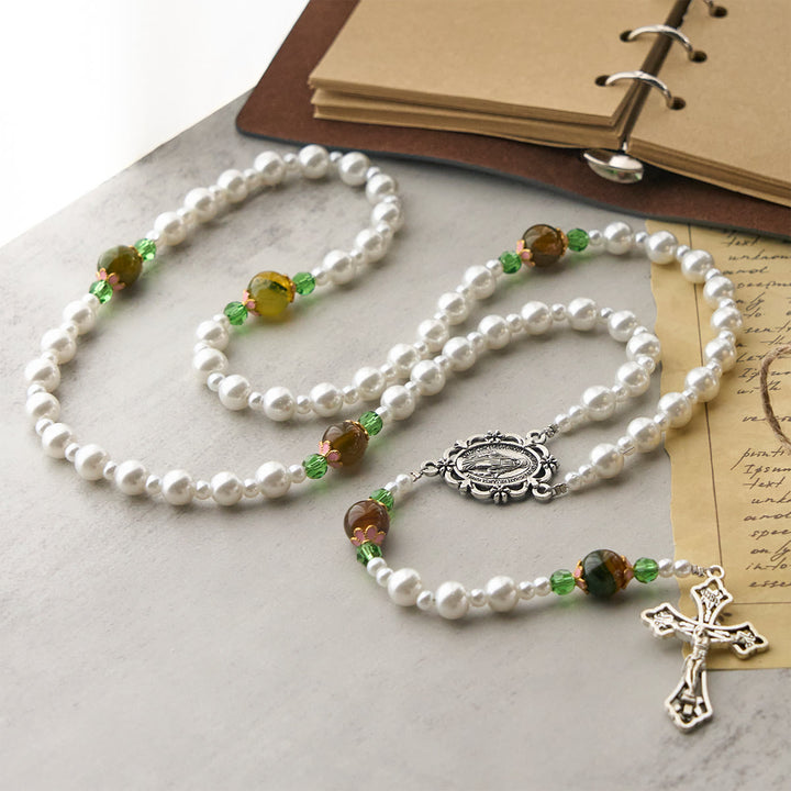 Christianartworkshop Rosenkranz „Floral Grace“ mit rosa und violetten Perlenakzenten - image 15