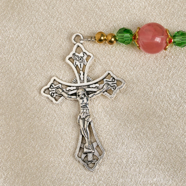Christianartworkshop Rosenkranz „Floral Grace“ mit rosa und violetten Perlenakzenten - image 8