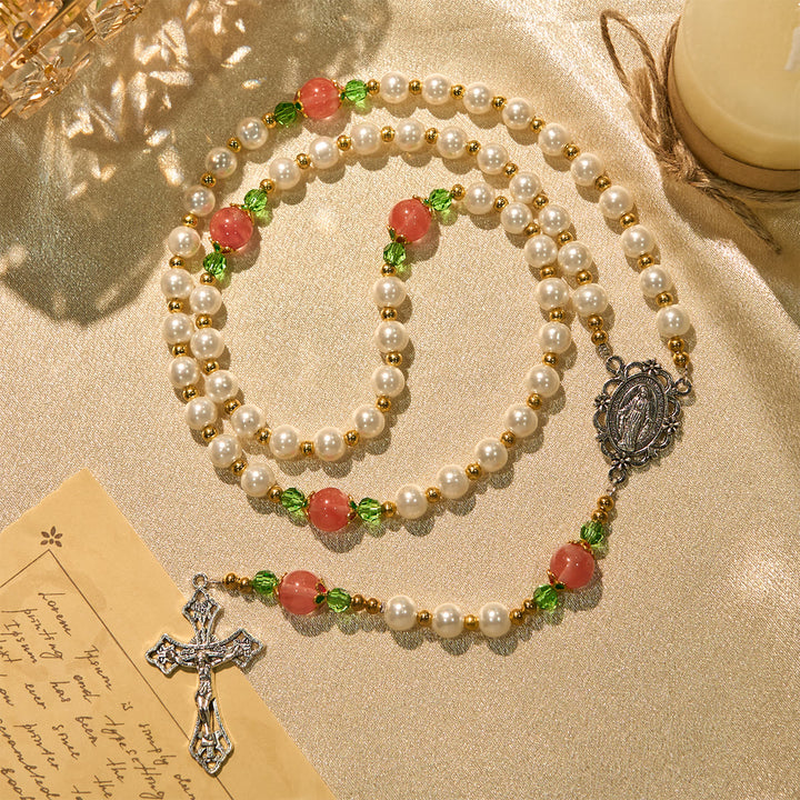 Christianartworkshop Rosenkranz „Floral Grace“ mit rosa und violetten Perlenakzenten - image 3
