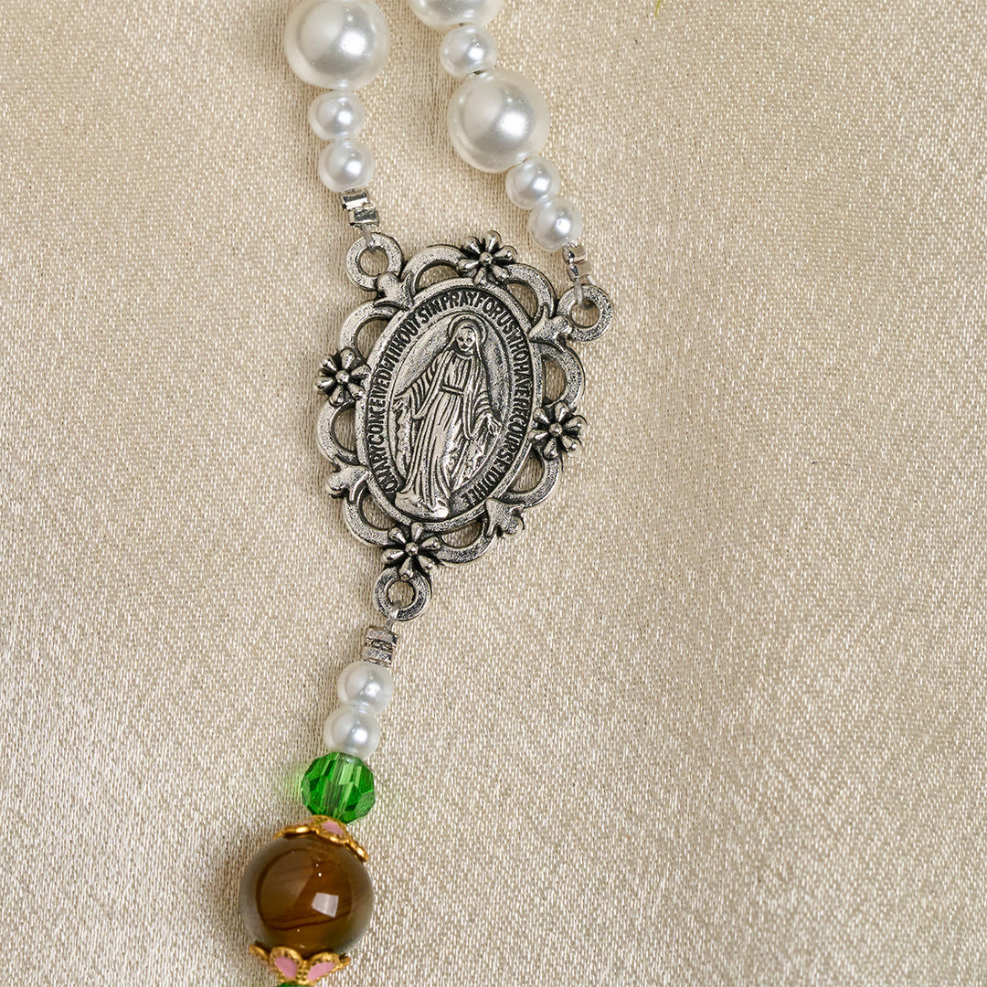Christianartworkshop Rosenkranz „Floral Grace“ mit rosa und violetten Perlenakzenten - image 17