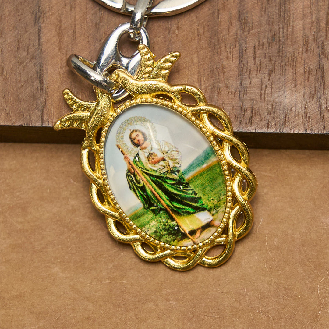 Christianartworkshop Religiöser Schlüsselanhänger mit Heiligem Judas und heiliger Taube: Treuer Begleiter im Gebet - image 4