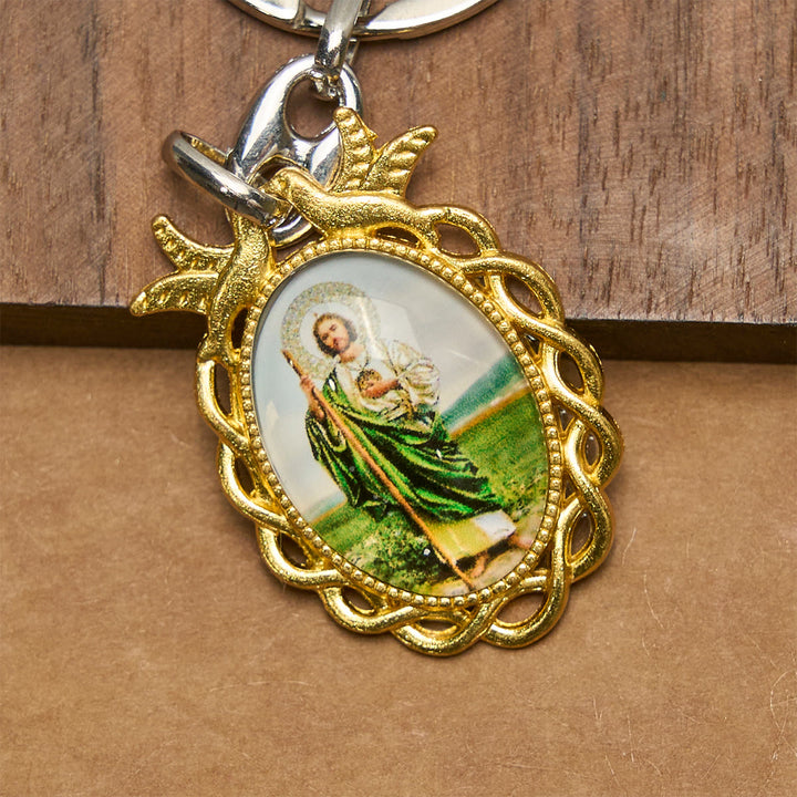 Christianartworkshop Religiöser Schlüsselanhänger mit Heiligem Judas und heiliger Taube: Treuer Begleiter im Gebet - image 3