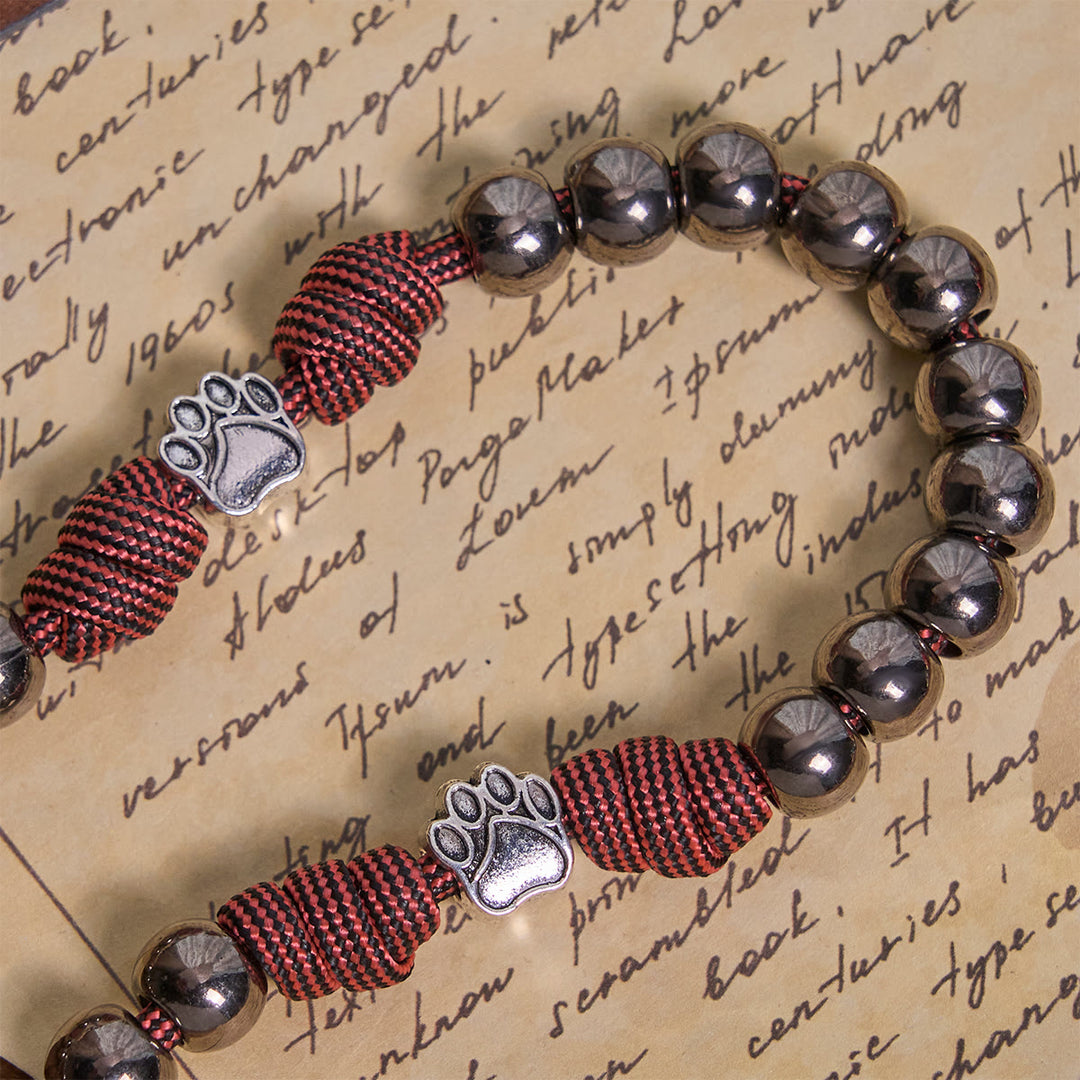 Christianartworkshop Robuster Paracord-Rosenkranz aus metallischen Perlen mit Pfotenanhängern und St. Michael - image 7