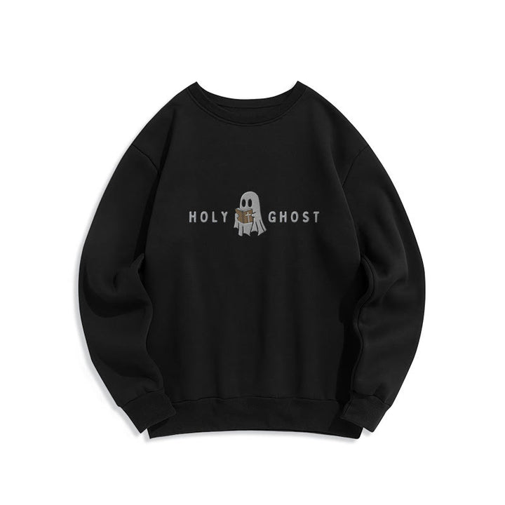 Christianartworkshop Heiliger Geist Verspieltes Geistermotiv Fleecegefüttertes Polyester-Sweatshirt - Schwarz - 2XL - image 0