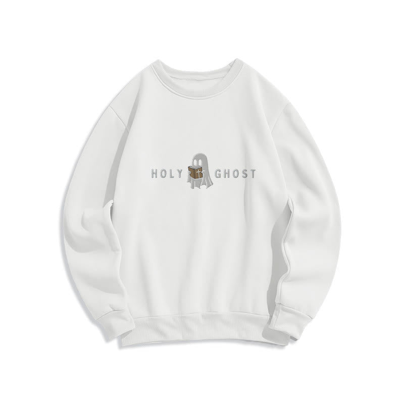 Christianartworkshop Heiliger Geist Verspieltes Geistermotiv Fleecegefüttertes Polyester-Sweatshirt - Weiß - 2XL - image 1
