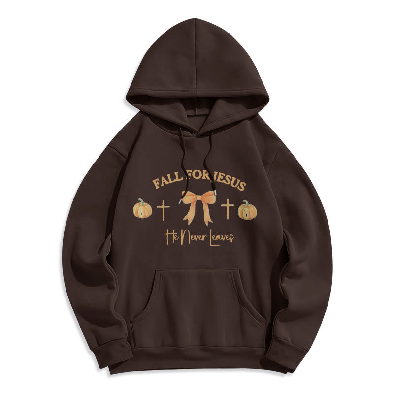 Christianartworkshop Herbst für Jesus Kürbis Kreuz & Schleif Fleecegefütterter Polyester-Hoodie - Braun - 2XL - image 4